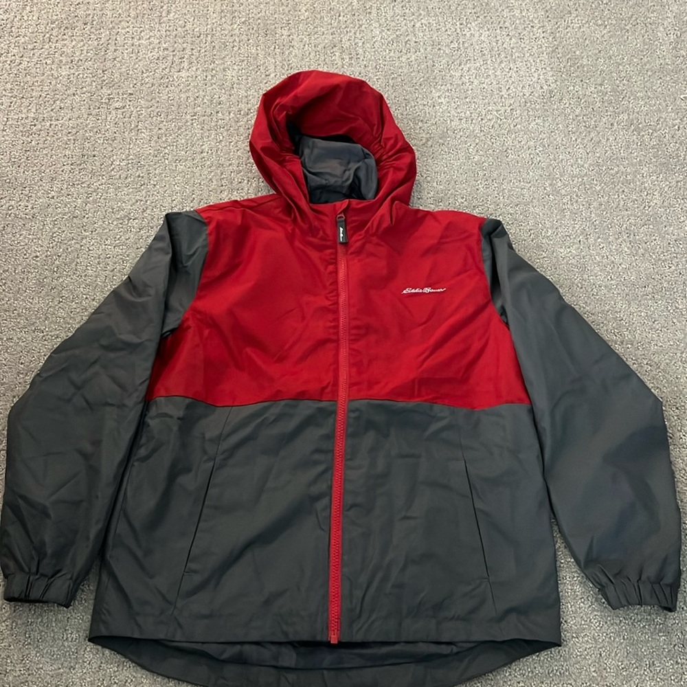 Boys large red and gray Eddie Bauer jacket